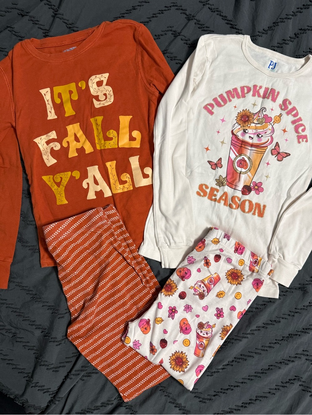 Old Navy & PJ Place Kids Two-Piece Fall Pajama Set - Rust & White